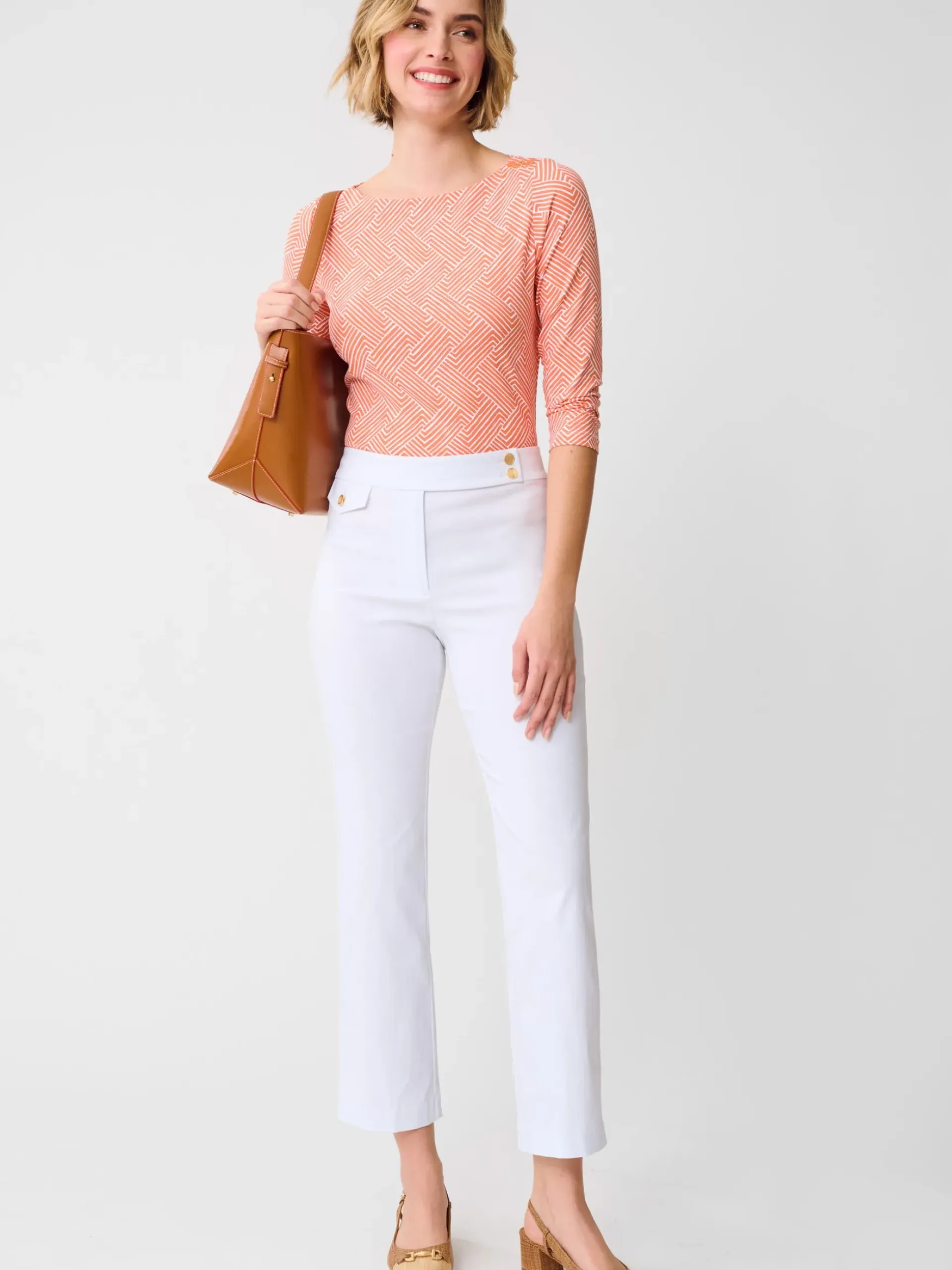 J.McLaughlin Wavesong Tee in Volley White/Orange/Pink Best