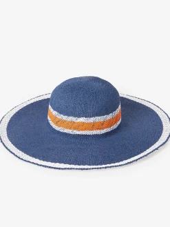 J.McLaughlin Willemstad Straw Hat in Stripe Navy/Orange Best
