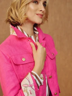 J.McLaughlin Willow Linen Jacket HotPink Hot