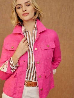 J.McLaughlin Willow Linen Jacket HotPink Hot