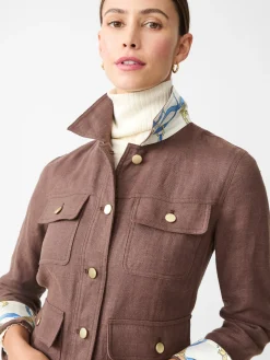 J.McLaughlin Willow Linen Jacket DarkBrown Discount