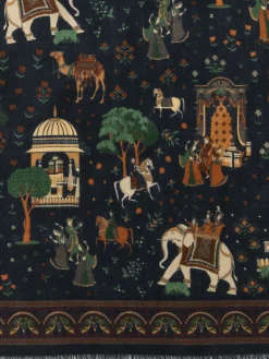 J.McLaughlin Wool Scarf in Palace Pictorial Navy Clearance