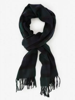J.McLaughlin Wool Scarf in Tartan Navy/Green Sale
