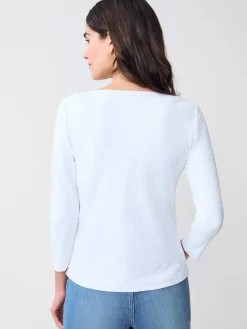 J.McLaughlin Zuma Tee in Riptide Jacquard White Hot
